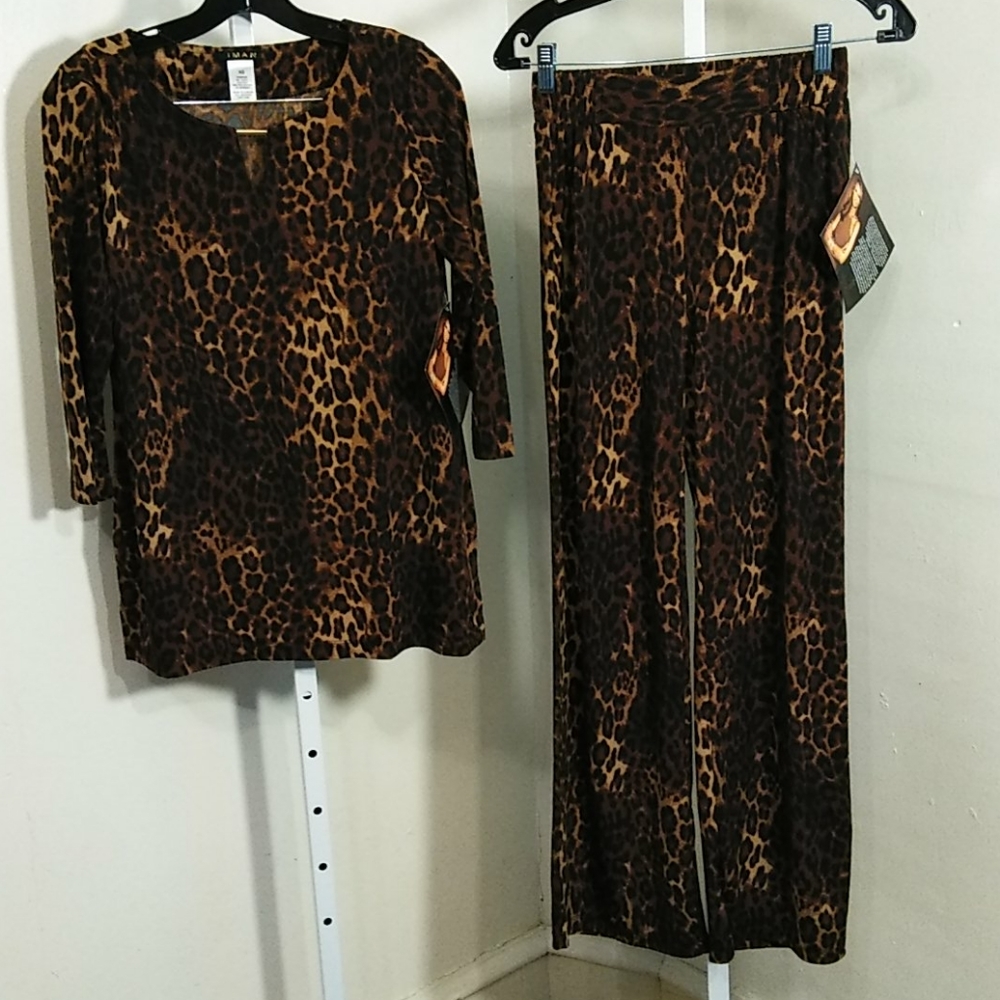 IMAN ANIMAL PRINT PANTS SET